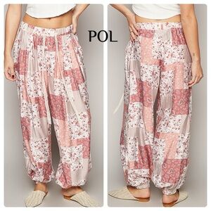 POL Pink Floral Patchwork Pants